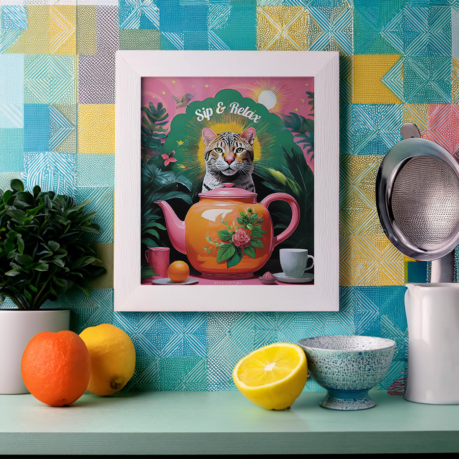 Purrfect Brew (avec cadre) - Wall Art Confort & Détente